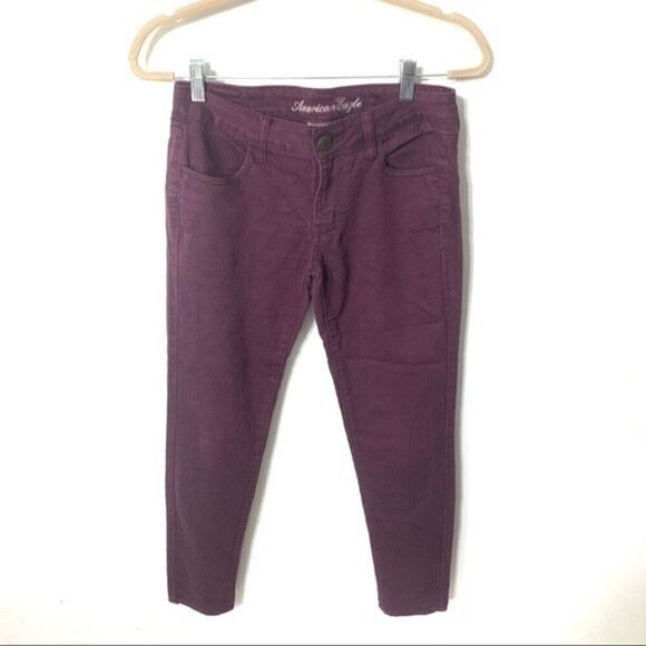 AMERICAN EAGLE jeans womens dark purple super stretch jegging size 4 - Picture 1 of 5